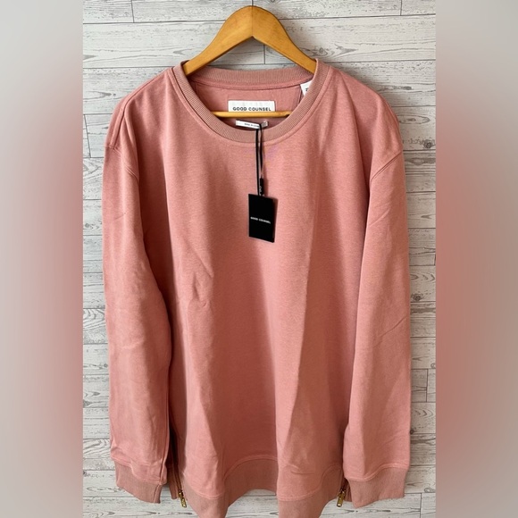 Good Counsel Men's 2XL King Crewneck Long Sleeve With Zips Sweater Pink - Picture 2 of 7
